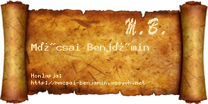 Mácsai Benjámin névjegykártya